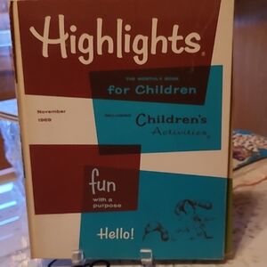 Vintage HIGHLIGHTS BOOK - Kids Activity Book - NOV 1969, Hard Cover